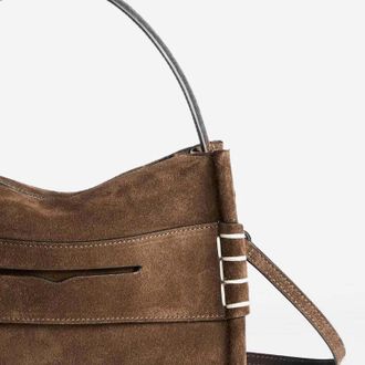 J.W.Anderson Womens Small Suede Loafer Bag Brown Shoulder