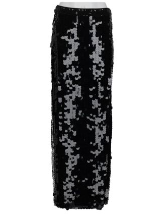 P.A.R.O.S.H. Sequined Black Midi Skirt with Reflective Surface