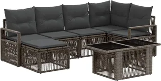 vidaXL Conjunto De Sof&aacute;s De Jard&iacute;n 7 Uds. Gris Y Gris Oscuro Vidaxl