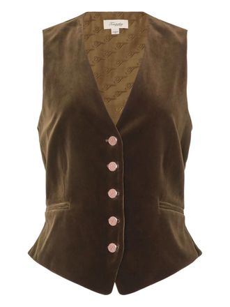 Temperley London velvet button waistcoat - Green