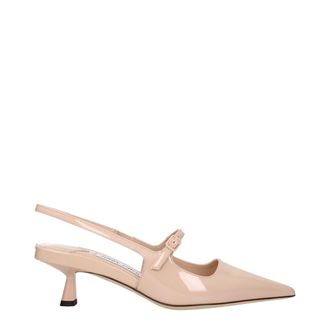 Jimmy Choo London Pink Leather Mid Heel Womens Pumps
