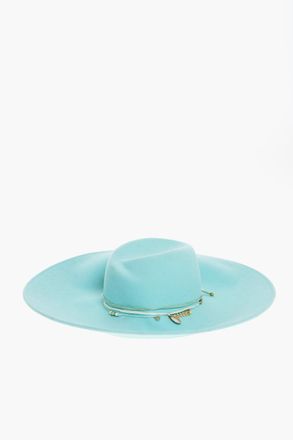 Maison Michel Plain Felt Hat BIG VIRGINIE embellished with Charms and Shells Maison Michel