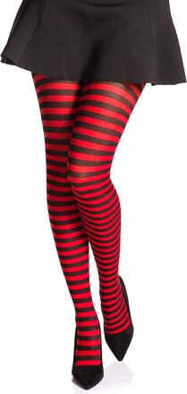 Romartex Womens 40 Denier Striped Tights, S, red