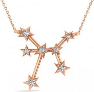 Allurez Diamond Sagittarius Zodiac Constellation Star Necklace 14k Rose Gold (0.11ct)