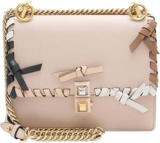 Fendi Fendi Pink Calfskin Bow Studded Kan I Small Shoulder Bag (Authentic Pre-Loved)