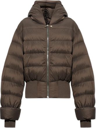 Rick Owens Het Donsjack met Capuchon - Heren - Gewatteerde jassen - Bruin - M - Wol - Jassen