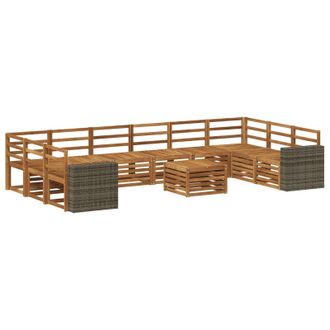 vidaXL Conjunto De Sof&aacute;s De Exterior 11 Pcs Natural Vidaxl
