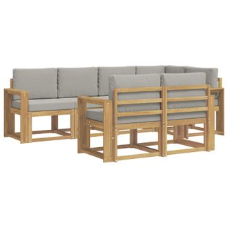 vidaXL Conjunto De Sof&aacute;s De Exterior 7 Pcs Blanco Y Gris Claro Vidaxl