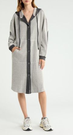 Free People Tomorrows Ribbed Cotton Blend Longline Hoodie in Dark Heather Grey Co at Nordstrom, Size X-Small