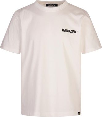 Barrow White T-shirt With Logo And Smile