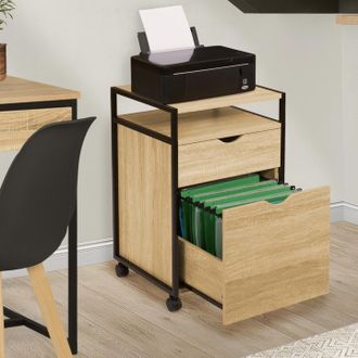IDMarket Detroit Pedestal De Escritorio Para Impresora De Dise&ntilde;o Industrial Con 2 Cajones
