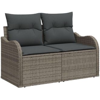 vidaXL Sof&aacute; De Jard&iacute;n Con Coj&iacute;n Gris 121 X 62 X 69 Cm Rat&aacute;n Sint&eacute;tico Vidaxl