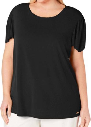 Calvin Klein Womens Sweater Knit Trim Top - Plus In Black