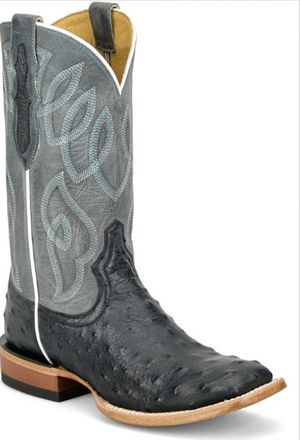 Tony Lama Womens Genuine Ostrich Square Toe Boot In Slate