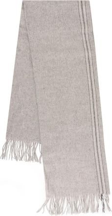 Brunello Cucinelli Zijden Sjaal met Franjes en Contrasterend Detail - Heren - Zijden sjaals - Grijs - ONE Size - Accessoires
