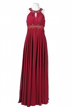 Sue Wong Beaded Cutout Back Evening Dress In Port