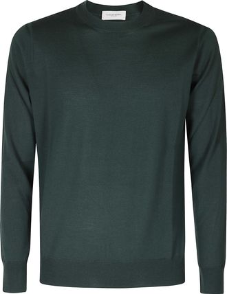 Paolo Pecora Green Extrafine Merino Wool Crew Neck Sweater