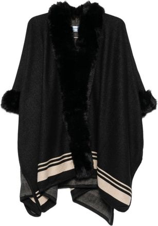 Blugirl Cape Coat With Plush Faux Fur Trim