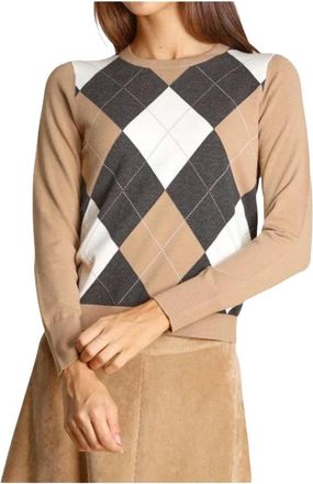 Emme Di Marella Carabo Ronde Hals Gebreid - Dames - Ronde hals truien - Beige - XL - Polyester - Truien & Vesten