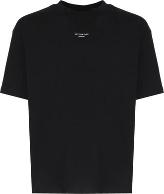 Dr&ocirc;le de Monsieur Zwarte Katoenen Slogan Print T-shirt - Heren - T-shirts - Zwart - S - Katoen - Tops