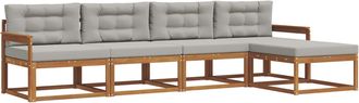 vidaXL Conjunto De Sof&aacute;s De Exterior 5 Uds. Gris Natural Y Claro Vidaxl