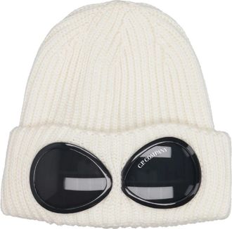 C.P. Company Extra Fine Merino Wool Goggle Beanie - Heren - Hoeden - Wit - ONE Size - Wol - Accessoires