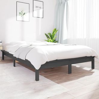 vidaXL Estructura De Cama De Madera Maciza De Pino Gris 140x190 Cm Vidaxl