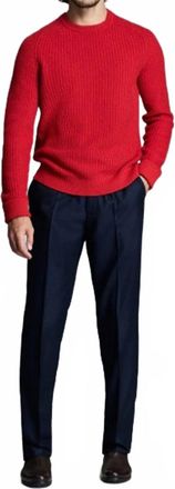 Billy Reid Wool Plaited Textured Crew Sweater In Pompeian Red
