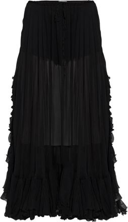 Chlo&eacute; Zijden Rok - Dames - Maxi Rokken - Zwart - M - Rokken