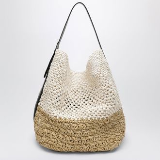 Toteme Borsa tote con cintura in rafia &eacute;cru