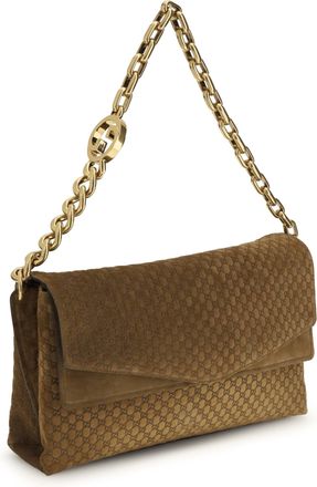 Gucci Womens Large Suede Shoulder Bag Pepper Br-Pepper Br Outer: Suede; Inner: Fabric Handbags Br/pepper Hand