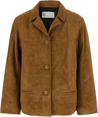 Tory Burch Beige Jacket With Notched Revers In Suede Woman
