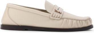 Saint Laurent White Leather Loafers-Donna