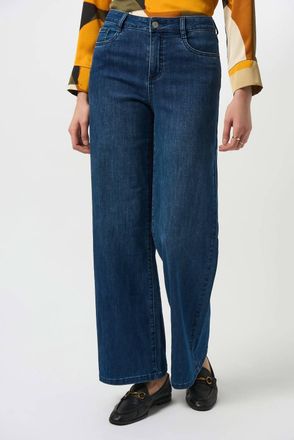 Joseph Ribkoff Classic Wide Leg Jeans In Medium Blue Denim