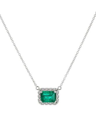 Diana M. Jewels Fine Jewelry 14K 1.14 Ct. Tw. Diamond & Emerald Pendant Necklace