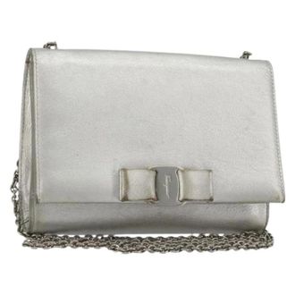 Ferragamo Tweedehands leren schoudertassen - Dames - Pre-owned - Grijs - Maat: ONE Size Leer