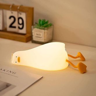 OEM L&aacute;mpara De Noche Plana Con Forma De Pato, Tres Niveles De Brillo, De Silicona, Recargable, T&aacute;ctil, Para Beb&eacute;s Y Ni&ntilde;os - Crezuo