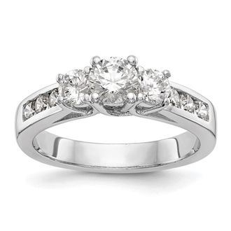 Diamond2Deal 14k White Gold Lab Grown Diamond 3-Stone Band Ring 1.5Ct Clarity- VS Color- G-H