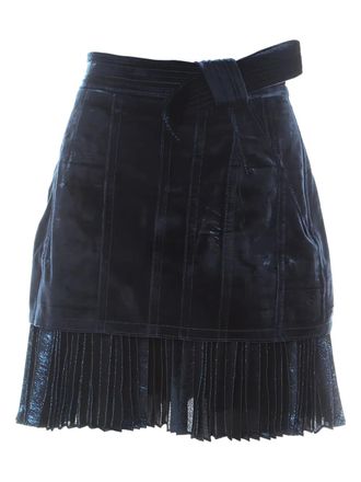 3.1 Phillip Lim pleated-trim velvet skirt - Blue