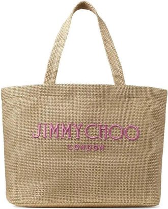 Jimmy Choo London Logo-Embroidered Tote Bag - Womens - Raffia
