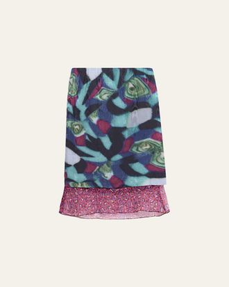 Dries Van Noten Layered Moire Midi Skirt