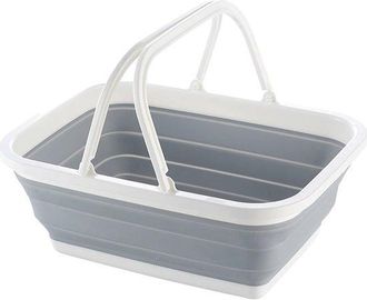 OEM Zeynomax, Cesta De Lavander&iacute;a Plegable Que Ahorra Espacio, Fregadero Plegable, Lavabo Port&aacute;til, Gris Claro, Asa, 38,5 X 28,5 X 15,5 Cm