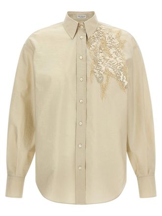 Brunello Cucinelli Womens Sequin Embroidery Shirt