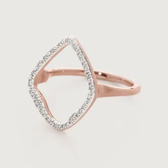 Monica Vinader Rose Gold Riva Hoop Cocktail Ring Diamond