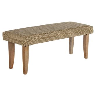 WOMO-DESIGN Banco tapizado de tela 120x48x40 cm blanco-dorado con patas de madera