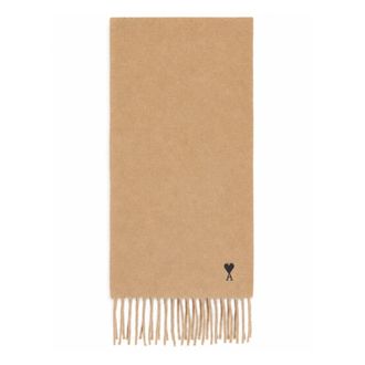 Ami De Coeur geborduurde sjaal - Heren - Accessoires - Beige - Maat: ONE Size Wol