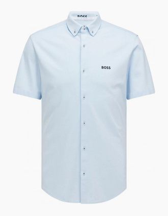 HUGO BOSS Mens Hugo Boss Pastel Blue BIADIA_R Short Sleeved Shirt. - Size: 38/Regular