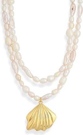 Frasier Sterling Tropea Freshwater Pearl Layered Necklace in Gold at Nordstrom Rack