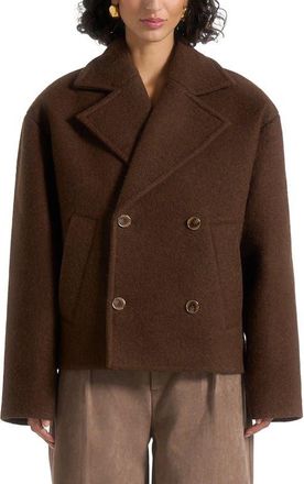 Mani&egrave;re De Voir Mika Unisex Double Breasted Jacket in Brown at Nordstrom, Size Xx-Small