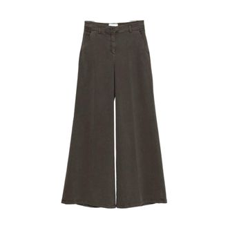 Via Masini 80 Katoenen broek met wijde pijpen - Dames - Broeken - Bruin - Maat: 3XL Katoen